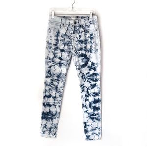 RACHEL ROY Blue & White Acid Washed Skinny Jeans